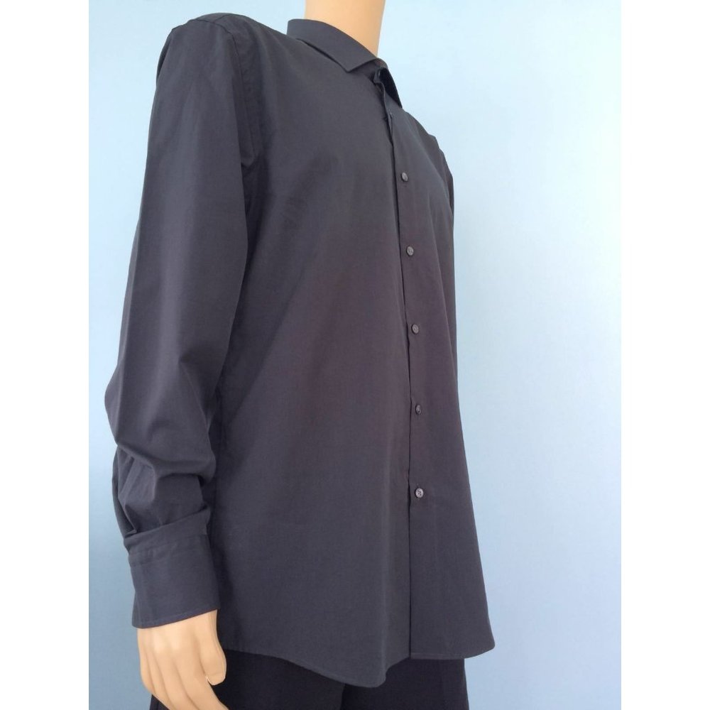 NWT Hugo Boss Mens Shirt Charcoal Gray Cotton Button Slim Fit Classic 43 17 - Picture 9 of 12